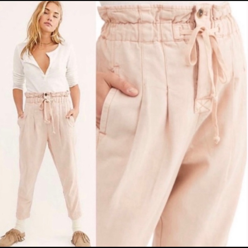 NWT! Free People Margate Paper bag Pleated Pants Trousers drawstring